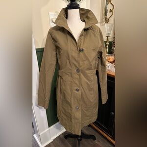 Eddie Bauer Olive Brown Button Trench/Rain Coat Women’s Size Medium